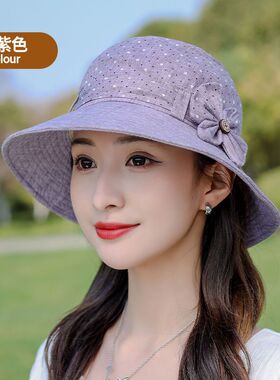 新款渔夫帽女春夏季时尚百搭盆帽户外出游休闲网红太阳帽遮阳帽潮