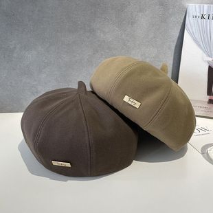 秋冬甜系温柔贝雷帽女士时尚 小字母标简约百搭洋气出街纯色南瓜帽