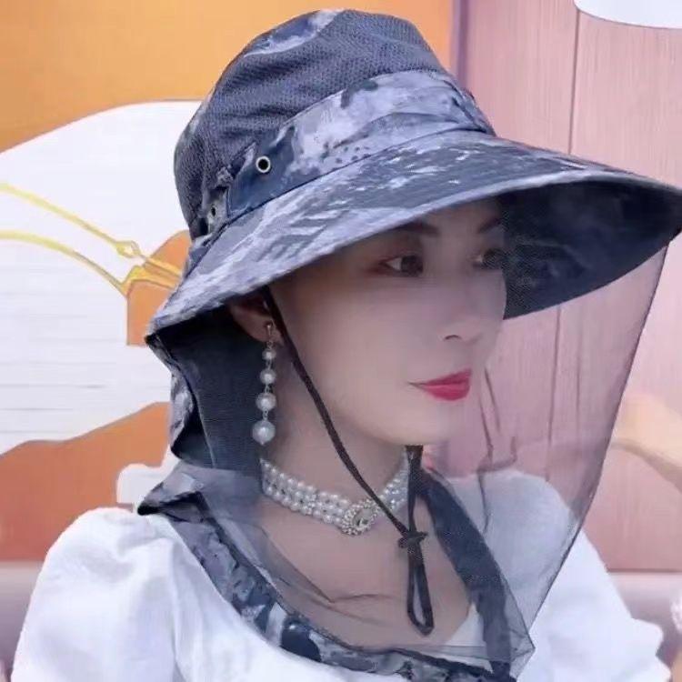 防晒帽网纱面罩防晒蚊虫登山渔夫