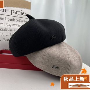 网红韩版 休闲百搭毛呢贝雷帽街头保暖南瓜帽八角帽 贝雷帽女秋冬季
