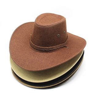 西部牛仔帽男士户外网红休闲旅行出游礼帽男新款翘边防晒骑士帽子