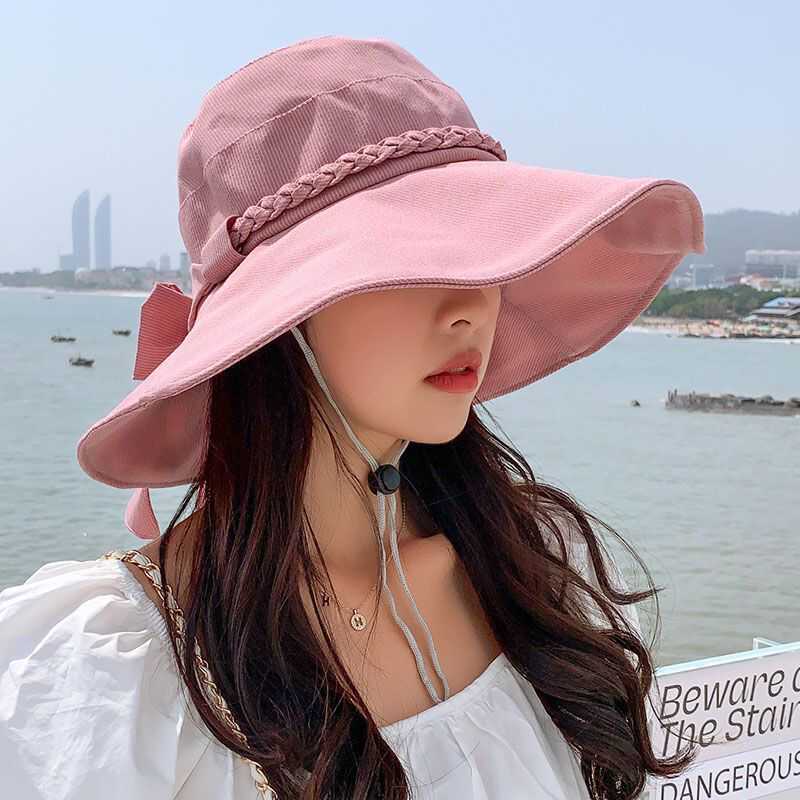 渔夫帽女时尚韩版百搭学生遮阳防晒太阳帽大檐帽子女春夏防紫外线