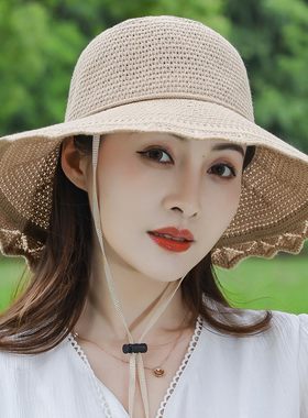 可水洗折叠帽子女春夏季防紫外线防晒遮阳帽夏天凉帽百搭渔夫帽