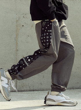 FYP嘻哈国潮潮牌宽松百搭薄款情侣束脚休闲裤男士裤子2023秋新款