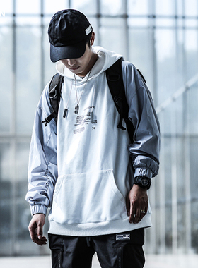 ENSHADOWER隐蔽者异质拼接连帽卫衣休闲宽松帽衫秋冬新款潮牌上衣