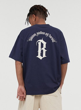 BONELESS圆弧LOGO胶印基础短袖上衣美式高街潮牌重磅T恤夏季男女