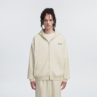 BONELESS基础LOGO双拉链开衫连帽卫衣重磅帽衫外套秋