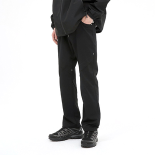 PASET潮牌高级感直筒裤黑色裤子男修身窄版休闲长裤工装冲锋裤