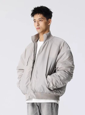 新因素飞行夹克棉服男美式立领秋冬加厚保暖灰色潮短款bomber外套