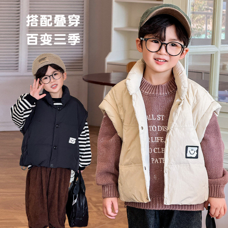 2026新款童装儿童羽绒马甲韩版加厚男童宝宝羽绒背心小童坎肩宽松