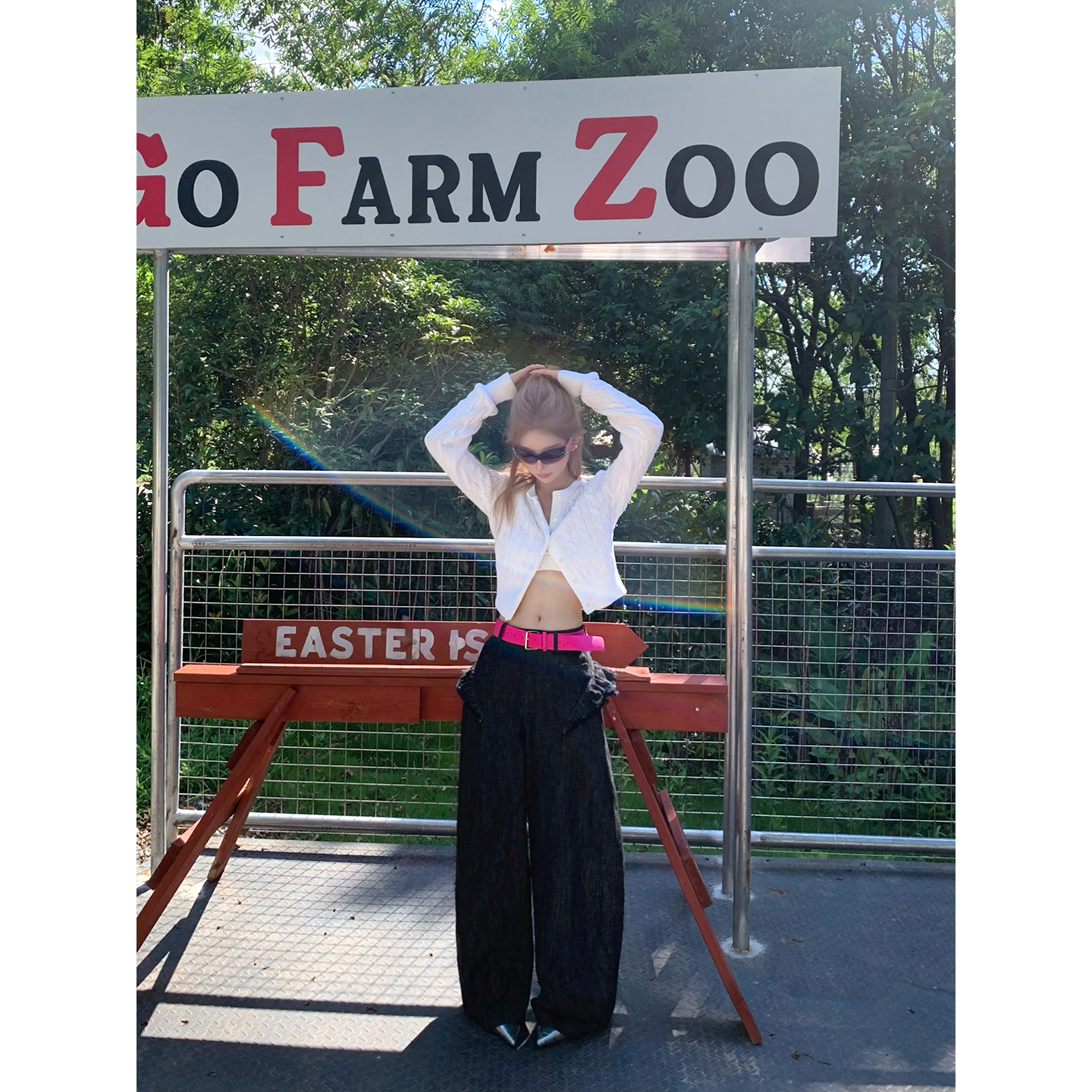 CAFE ROSE 裙边镰刀牛仔裤女秋冬新款宽松直筒裤阔腿裤百搭拖地裤