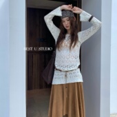 针织衫 TCCW复古镂空钩花罩衫 上衣 Best U百搭长袖 毛衣女秋季 新款