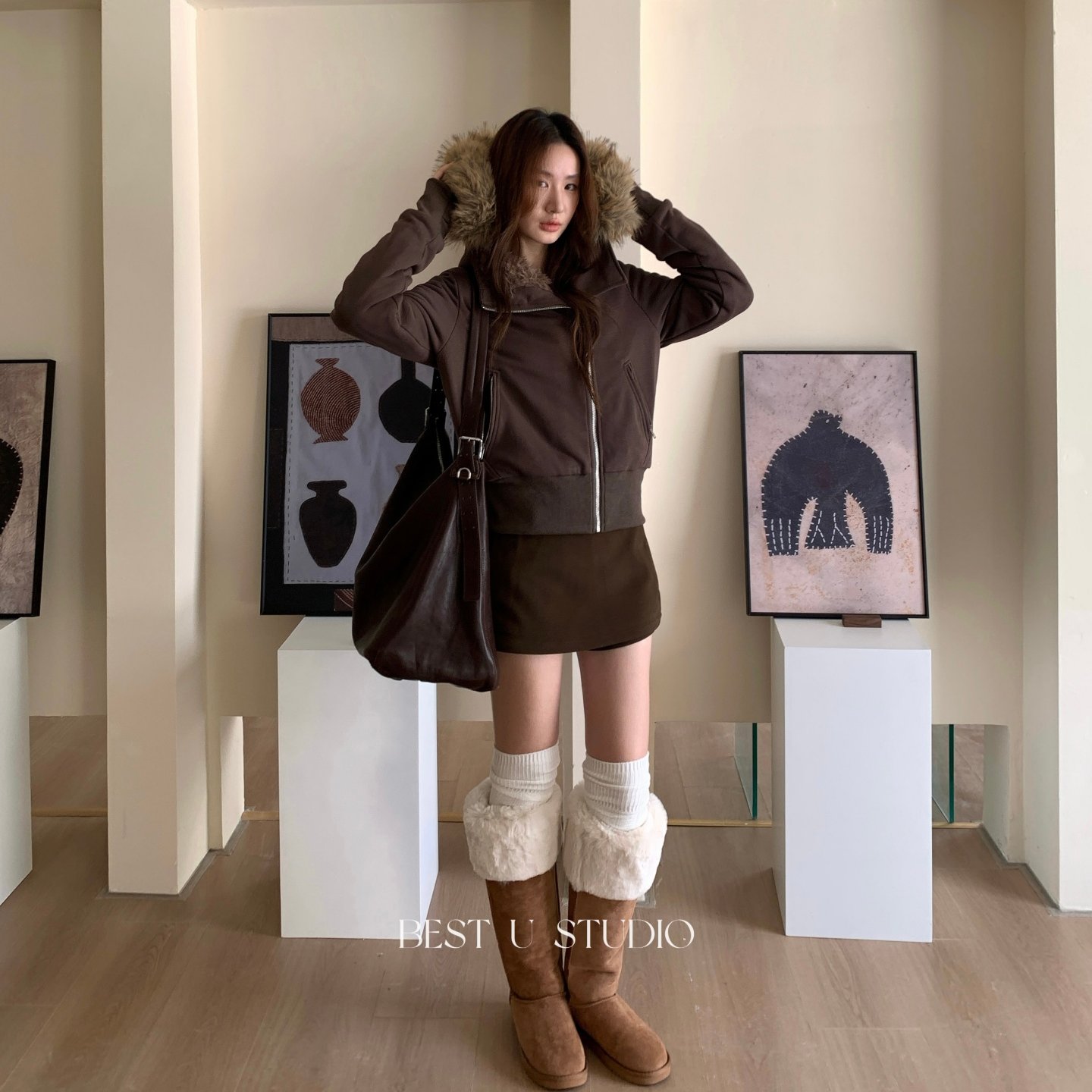 TCCW高腰a字半身裙女秋冬新款