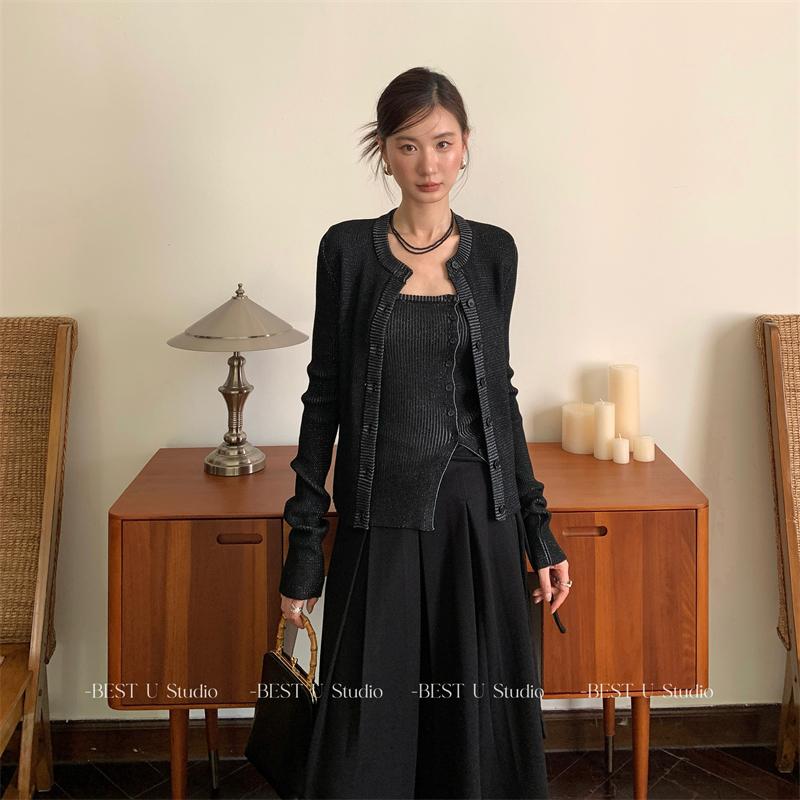 BestU简约通勤圆领针织开衫