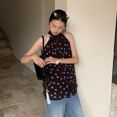TCCW波点背心女夏上新法式