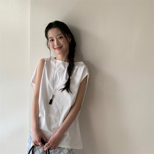 BestU不规则圆领短袖T恤女