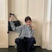 Best U秋冬慵懒风套头纯色针织毛衣女新款 宽松斜肩内搭显瘦上衣