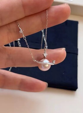 【熹知·星火】S925银高级感星球坠落正圆施家珍珠小众璀璨锁骨链