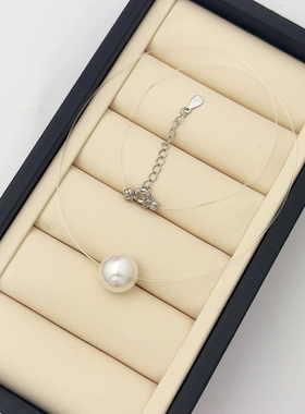 高级感隐形线单颗珍珠锁骨链奥地利施家珍珠通体S925纯银简约百搭