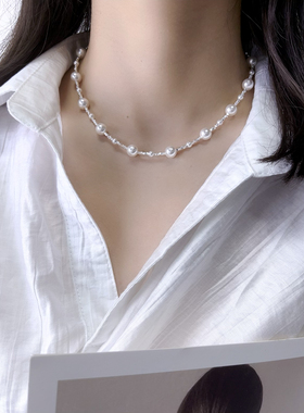 碎银子满天星施家珍珠项链礼物 网红款ins风 轻奢气质百搭锁骨链