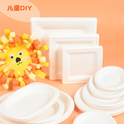 DIY正方形白色纸盘纸碟烧烤画画