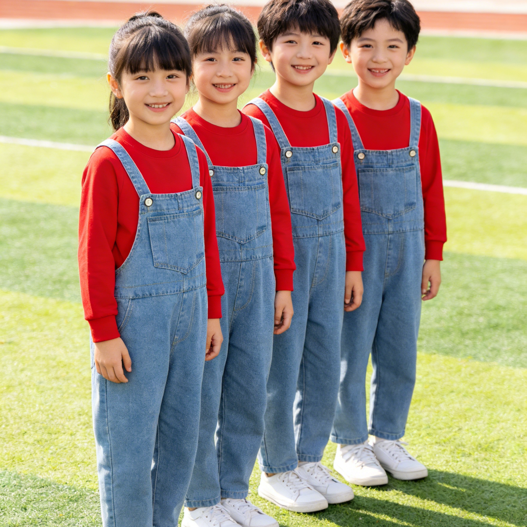 元旦演出服秋冬红色卫衣舞蹈牛仔背带裤套装运动会班服红歌合唱服,童装/婴儿装/亲子装,儿童演出服,淘宝优惠券,粉丝福利购,淘宝优惠卷