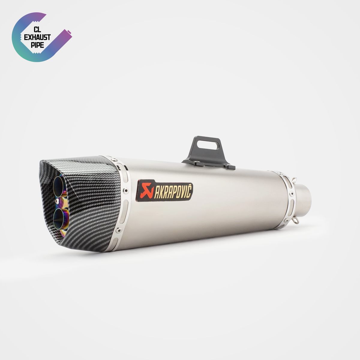 51mm通用摩托车排气管尾段改装不锈钢仿碳纤维斜六角