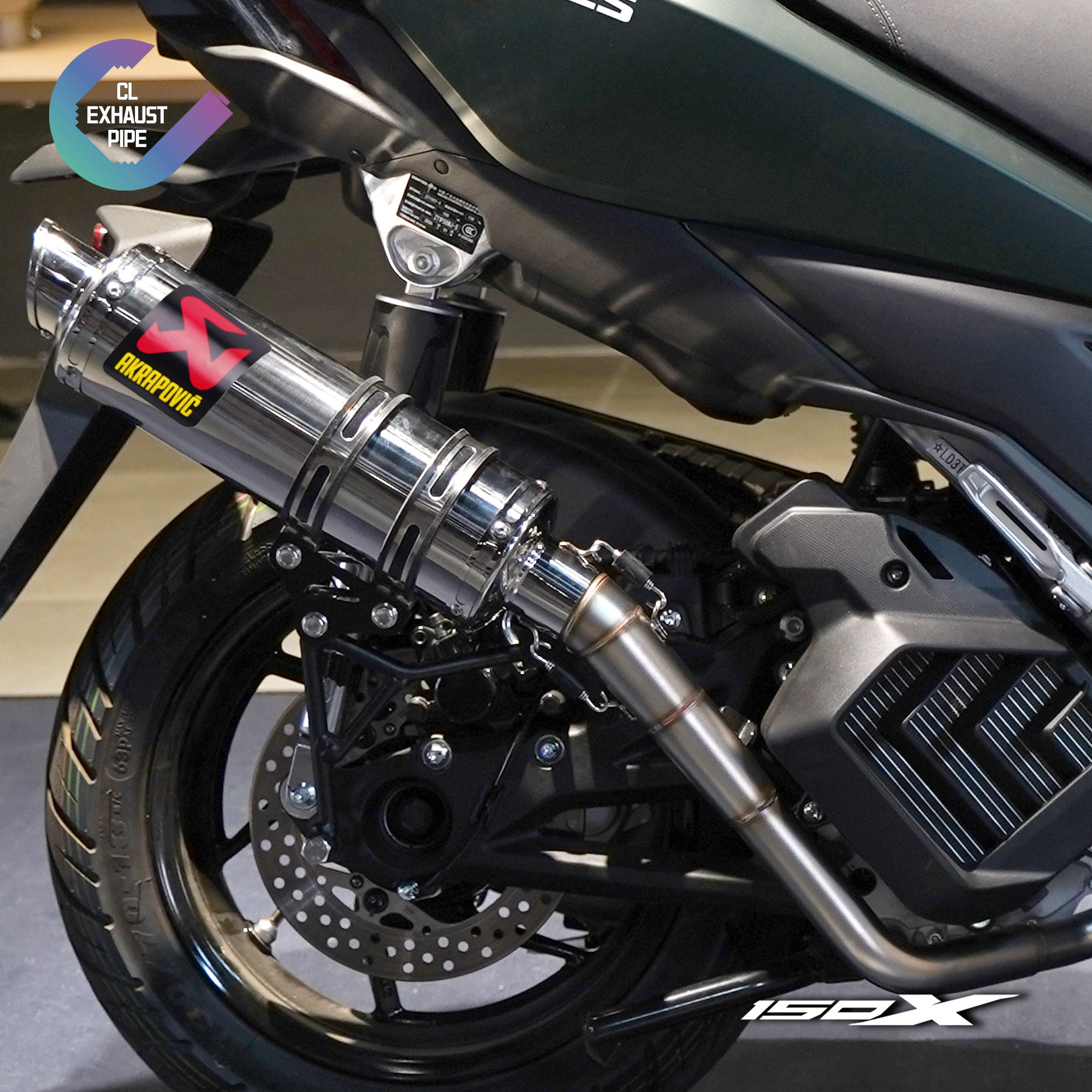 适用升仕150x175x高位排气管全段碳纤维全黑外观消音直通原厂外观