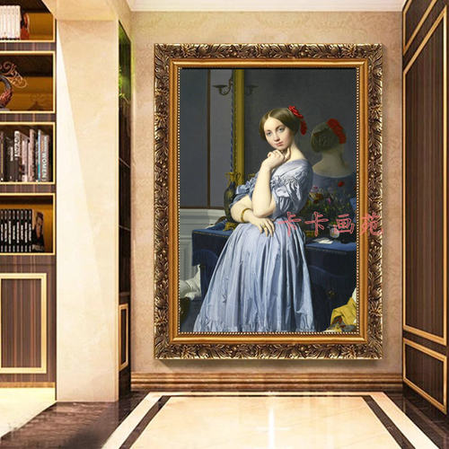 欧式客厅装饰画宫廷人物喷绘油画 卧室伯爵贵妇挂画玄关 墙画