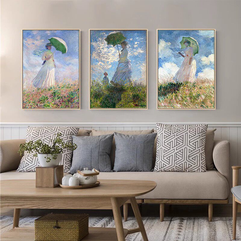 世界名画印象派莫奈 花园 睡莲 卧室客厅餐厅挂画墙画风景油画喷