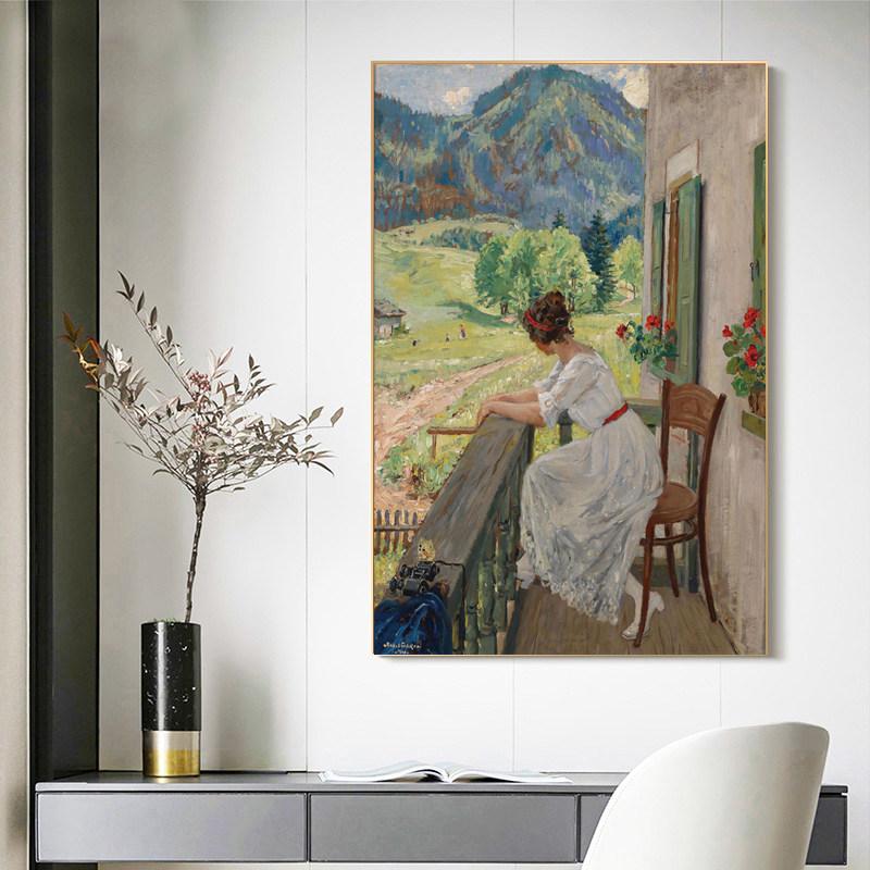 沃克尔美景人物风景油画 卧室客厅餐厅挂画墙画有框画 喷绘