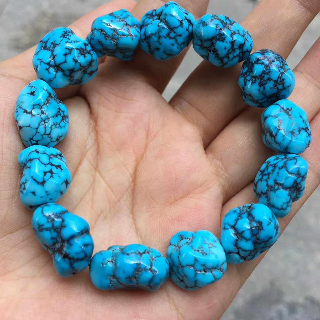 BAOXIA YUNGAISHI 천연 광석 높은 도자기 파란색 청록색 팔찌 남녀 공통 폭력 사파이어 동반 팔찌