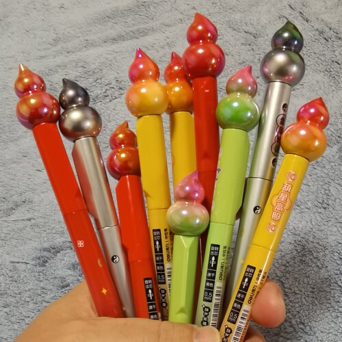 得力葫芦转转中性笔0.5mm黑色速干顺滑刷题笔旋转出芯ST笔尖黑笔