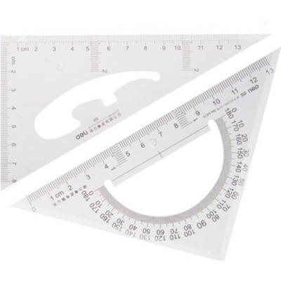 得力6415三角尺13cm(透明本色)(套)小学生专用套尺斜边三角尺