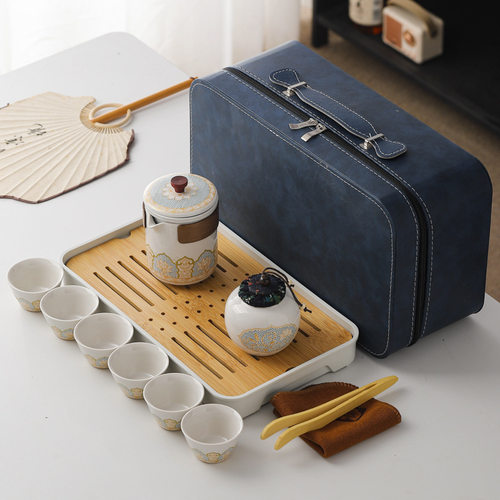 Travel Tea Set with Pot & Ceramic Cups Gift