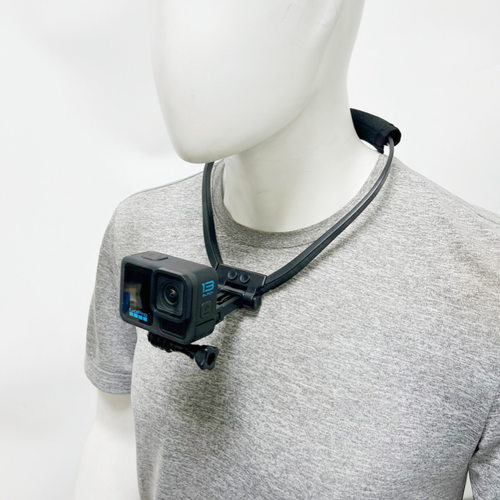 Neck-mounted phone holder for GoPro sports camera to shoot