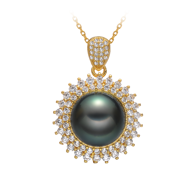 杜兰珠宝 大溪地黑珍珠吊坠海水珍珠项链大送女友妈妈生日礼物