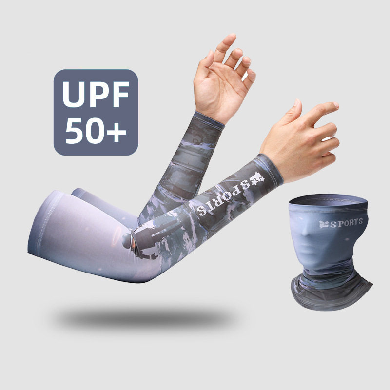 防晒冰丝迷彩围脖头巾男脖套夏天钓鱼面罩薄登山骑行面巾冰爽袖套