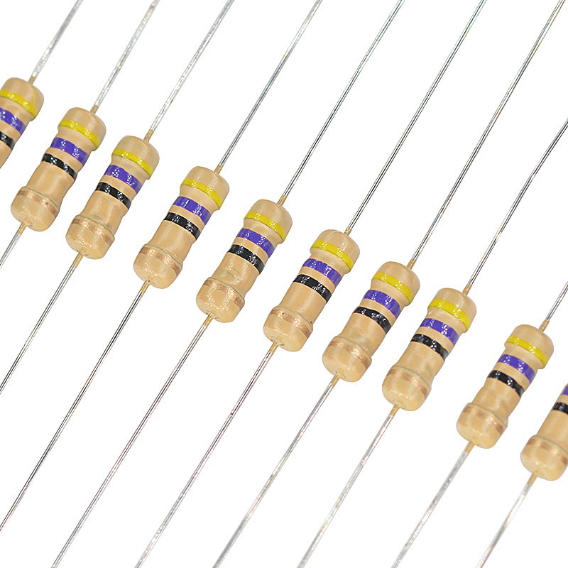 4.7R 4.7欧 1/4W碳膜电阻 5% 四色环0.25W 编带装100只