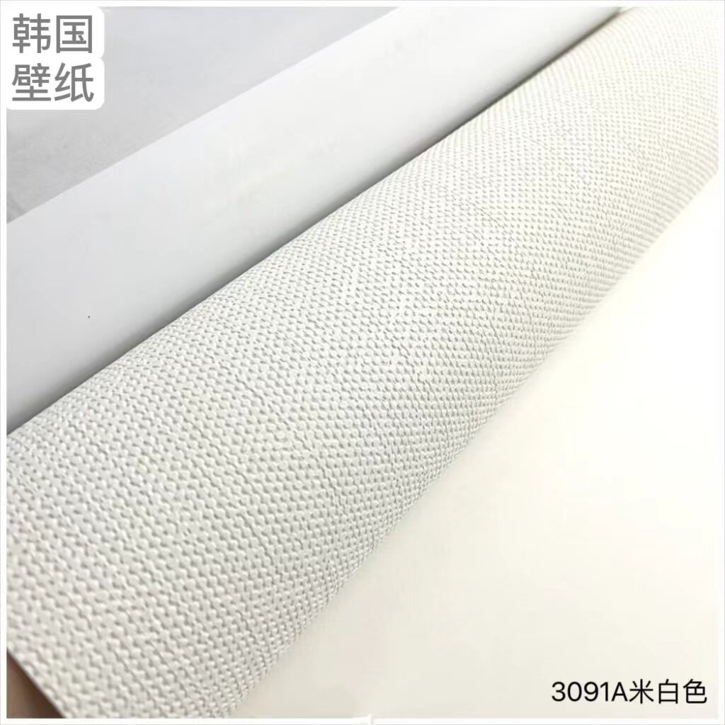 韩国防水墙壁纸a粗布纹米白象牙卡其灰粉橘酒红纯色卧室客厅装饰