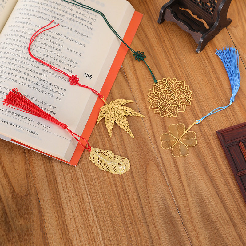 文创礼品中国风金属镂空书签个性枫叶书签阅读专用书签创意