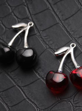 黑色樱桃项链女潮网红锁骨链ins冷淡风颈链嘻哈装饰配饰钛钢链子