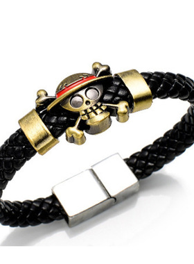 幻想狼头鸣人忍者Temu热卖海贼动漫影视编织手环拉丝复古