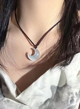 抖音同款白月光月亮项链女ins潮小众设计感中式月牙吊坠锁骨链女