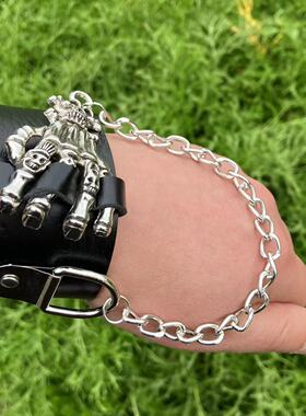 朋克多层手链套装PU骷髅铆钉哥特手环街舞饰品情侣加戒指手链