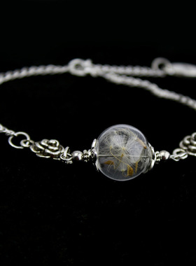 韩版蒲公英wish玻璃罩手链干花玫瑰花许愿瓶跨境电商手饰