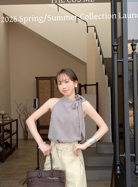 打结飘带直筒简约休闲松弛感背心26夏背心C30283-DSF