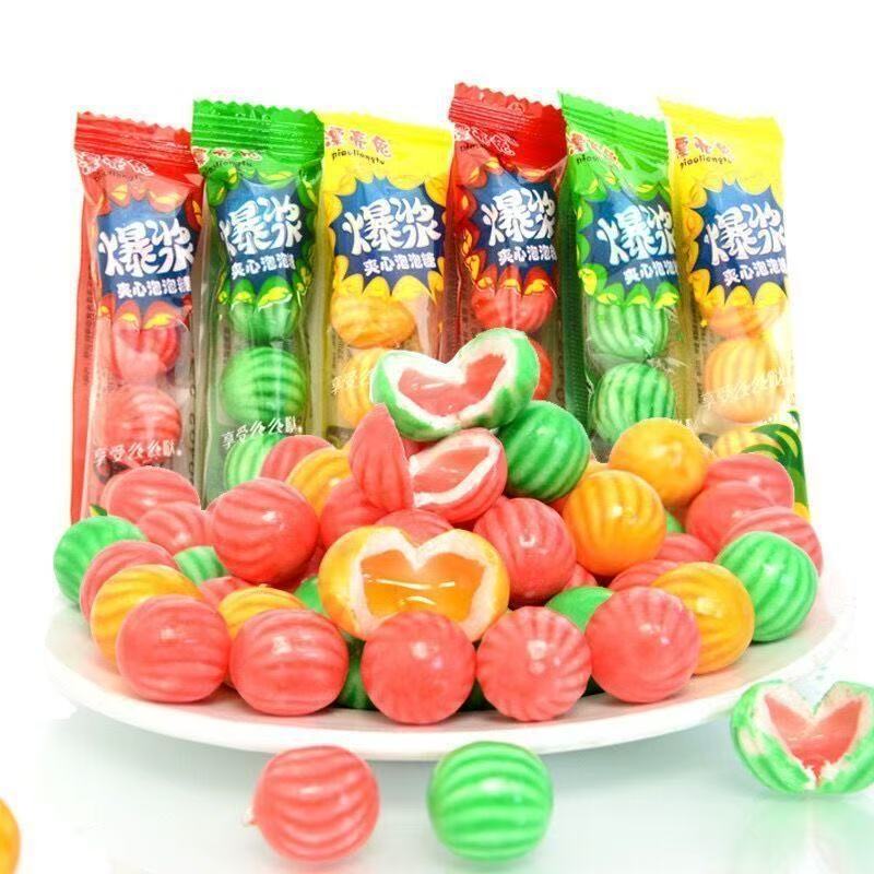 漂亮兔西瓜泡泡糖袋装小时候怀旧零食口香糖8090后西瓜果冻泡泡糖