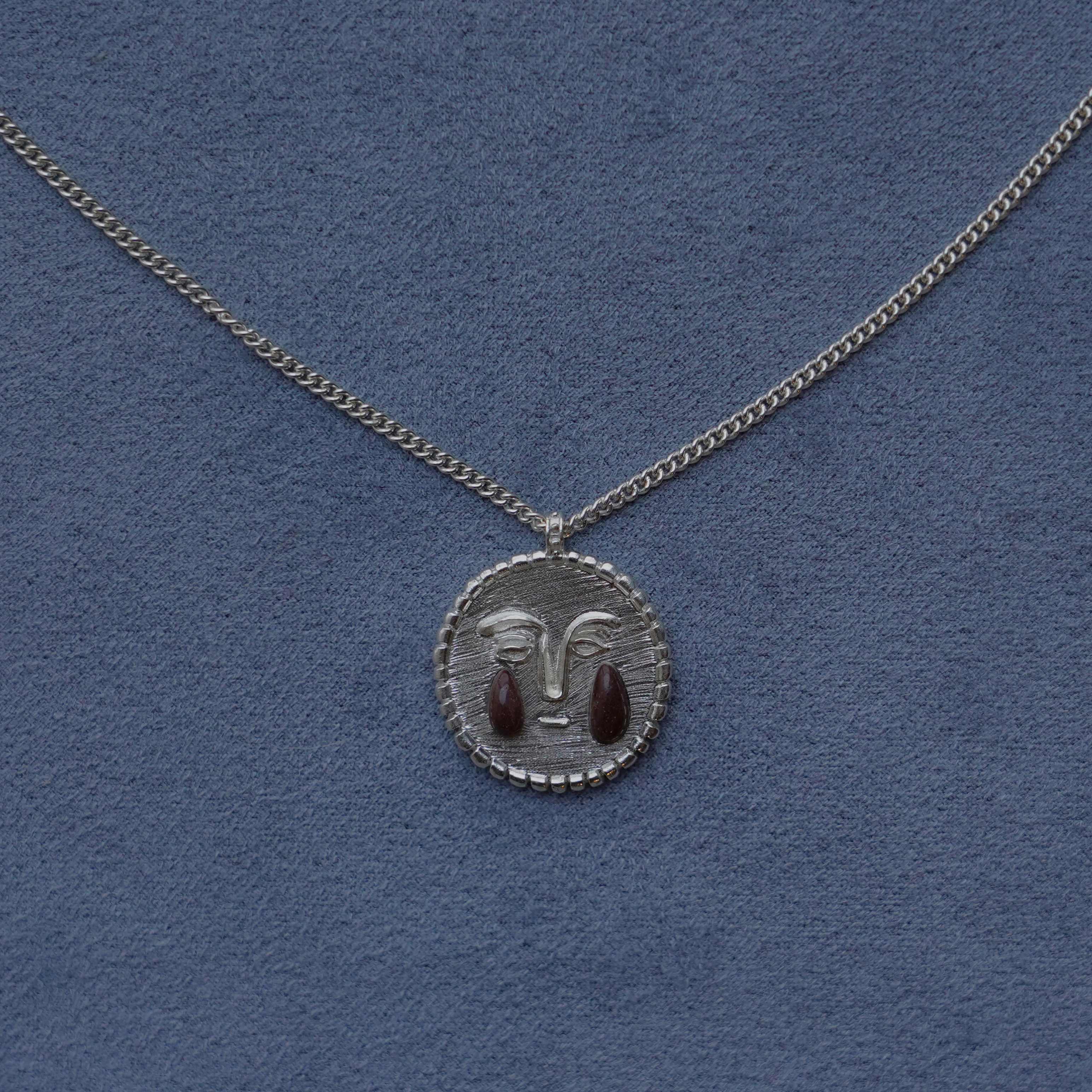 SALE E PEPE胡椒盐&middot;纯银卵石红酒泪滴长项链