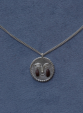 SALE E PEPE胡椒盐·纯银卵石红酒泪滴长项链